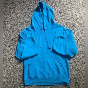 Neon Blue Fruit Of The Loom Hoodie